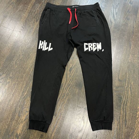 Kill Crew Sweatpants Men’s 3XL Black Red Joggers Drawstring Pockets - Picture 1 of 6